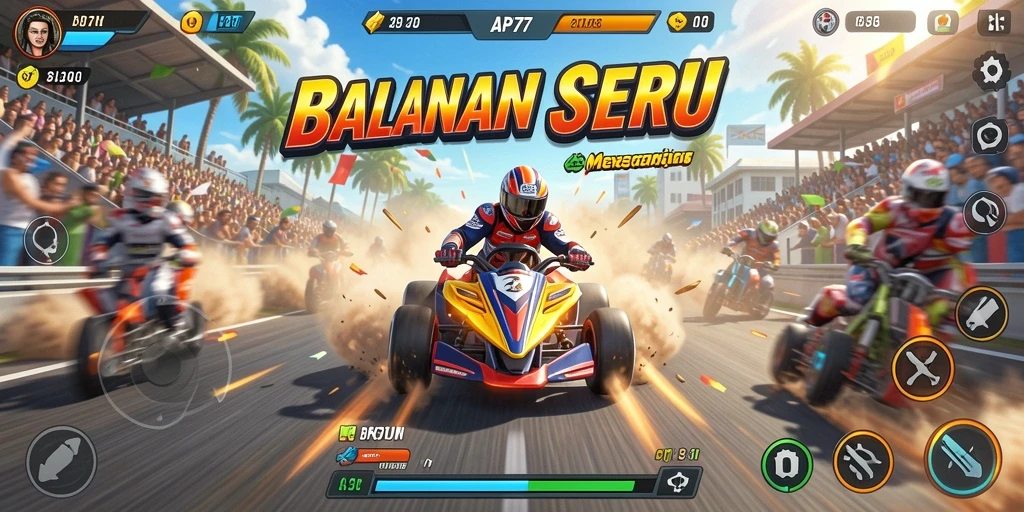 Screenshot tampilan gameplay Racing yang mendebarkan.