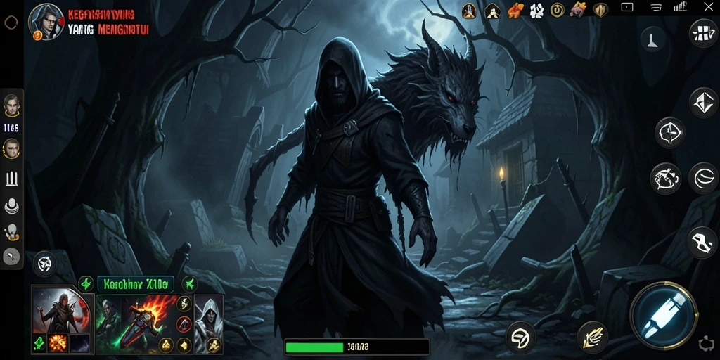 Screenshot gameplay CW8888 menampilkan suasana mencekam dan penuh kegelapan.