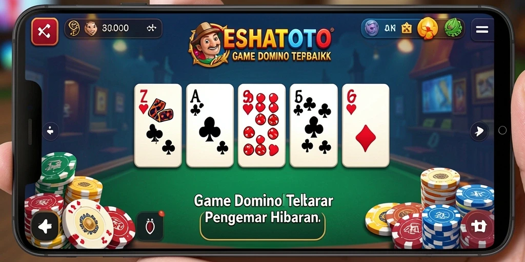 Screenshot gameplay <strong>ESHATOTO</strong> menampilkan aksi seru permainan Domino.