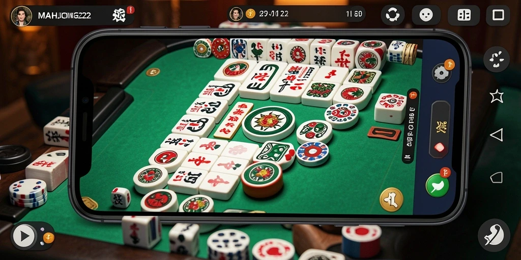 Screenshots gameplay MAHJONG222 menampilkan keseruan pemain di meja Kasino.