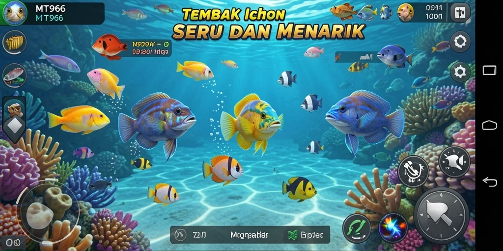 Tampilan gameplay MT966 yang seru dengan aksi menembak ikan.