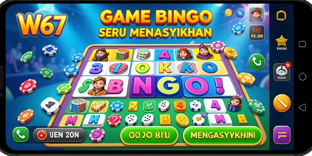 Screenshot W67 menampilkan gameplay Bingo yang seru dan interaktif.